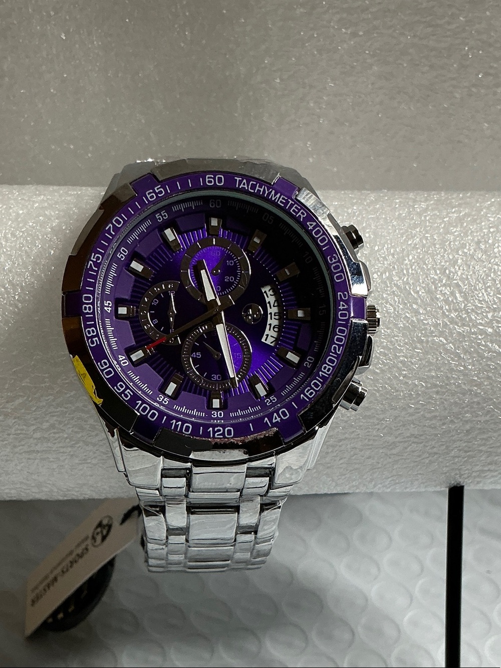 AJ's Men's Stainless Steel Watch - Purple Dial 48mm